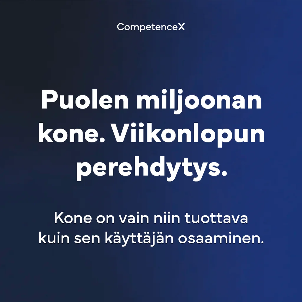Tietoisku: puolen miljoonan kone ja viikonlopun perehdytys
